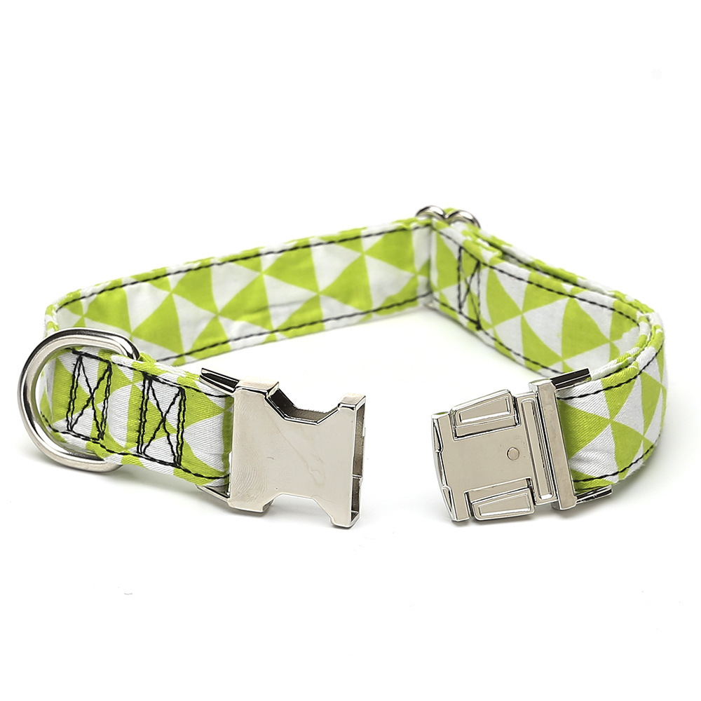 high quality wholesale cotton grid pet dog collar for small medium large dogs collars accessories buckle supplies