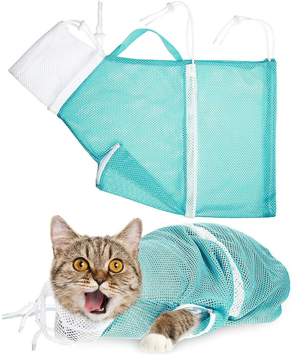 Cat Shower Net Bag Cat Grooming Adjustable Washing Multifunctional Cat Restraint Bag Prevent Biting Bathing Bag