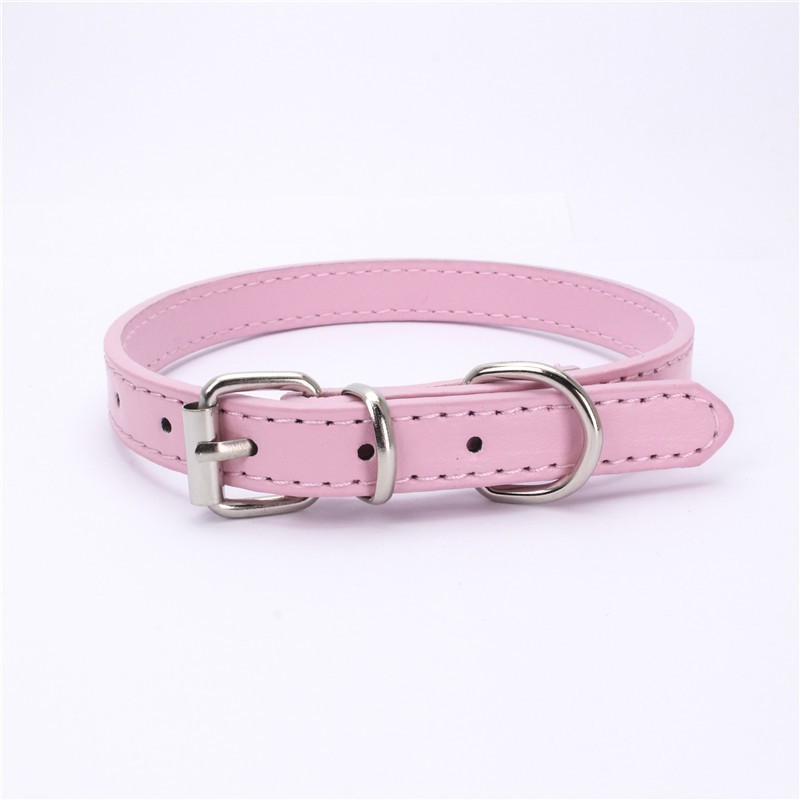 Solid Color  PU  dog collar genuine leather dog collar chain wholesale  pet dog collar