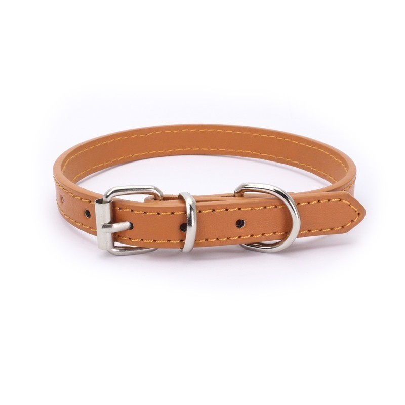 Solid Color  PU  dog collar genuine leather dog collar chain wholesale  pet dog collar