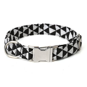 high quality wholesale cotton grid pet dog collar for small medium large dogs collars accessories buckle supplies