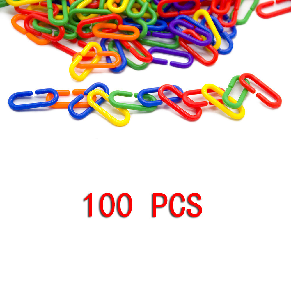 100pcs Link C-Clips Hooks Chain Links C-Links DIY Children's Learning Swing Chew Toy Small Pet Rat Parrot Bird Toy