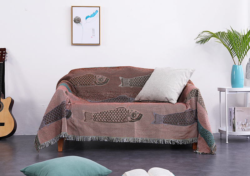 Bulk Price Fish Pattern Outdoor Picnic Throw Thread Blanket