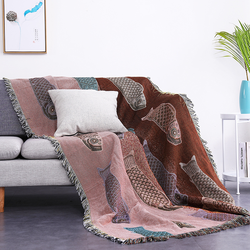 Bulk Price Fish Pattern Outdoor Picnic Throw Thread Blanket