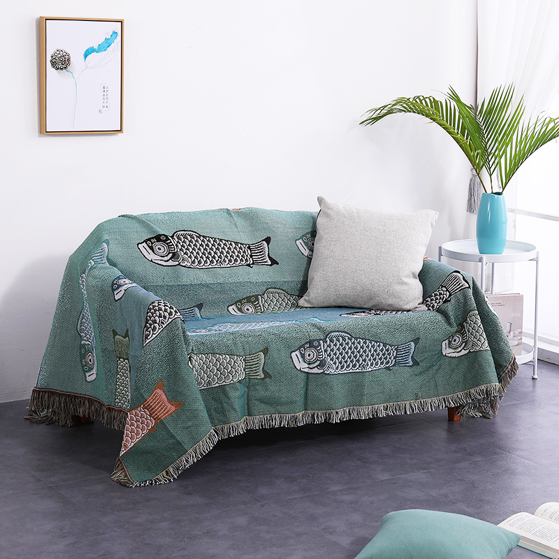 Bulk Price Fish Pattern Outdoor Picnic Throw Thread Blanket