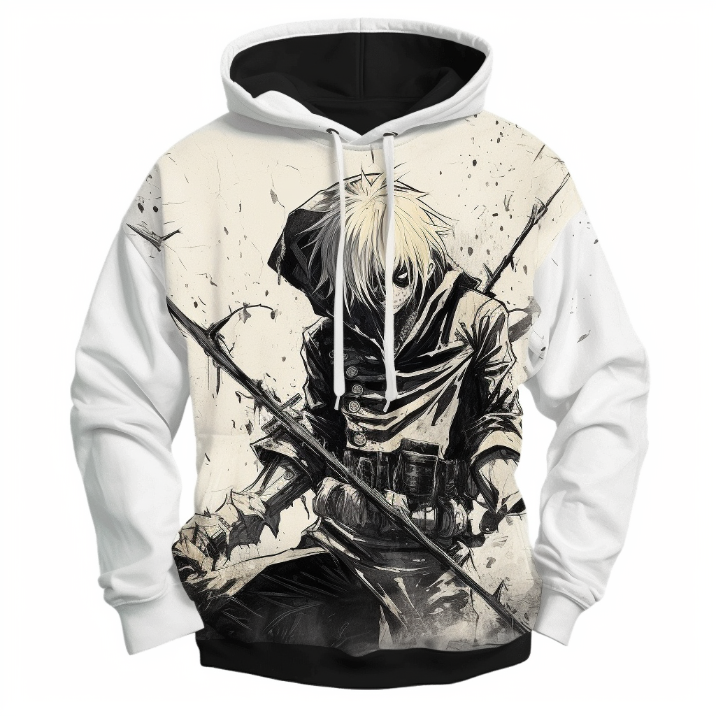 Hoodie For Men Satin Lined Manufacturer Anime Sublimation Vintage Washed White Black Clothing All Over Print Chainsaw Man Hoodie