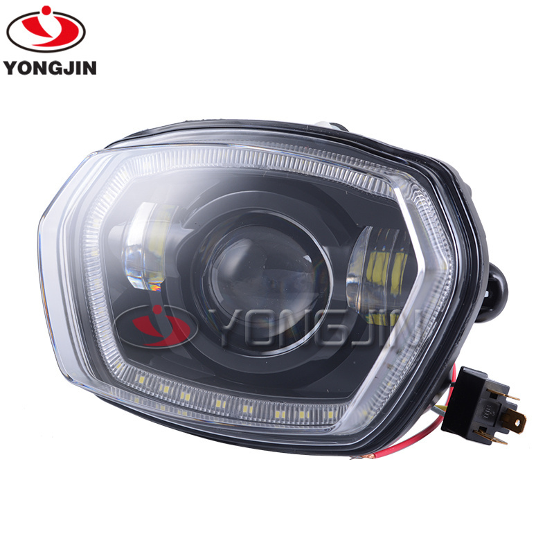 YongJin Black LED Headlight headlamp Replacement with halo ring For Vespa Sprint 150 GL / Super GTR