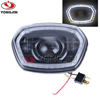 YongJin Black LED Headlight headlamp Replacement with halo ring For Vespa Sprint 150 GL / Super GTR