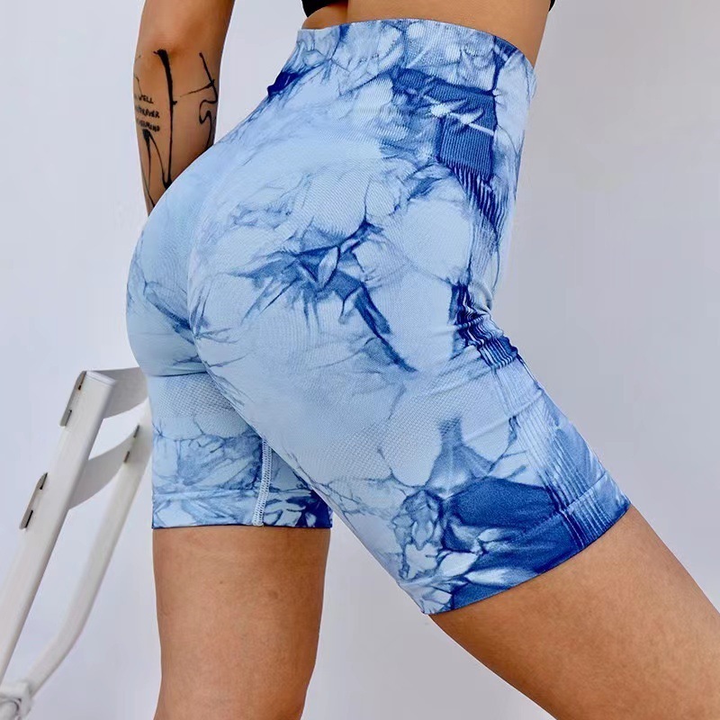 New tie-dye yoga shorts women's sports outdoor fitness pants comfortable high waist stretch tight yoga shorts