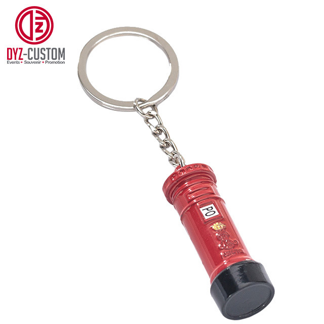 London Souvenir 3D Mini Post Box Metal Coin Holder Keychain Keyring