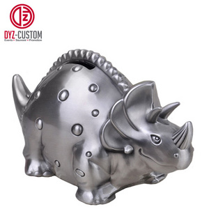 Creative metal cartoon dinosaur piggy bank coin banks