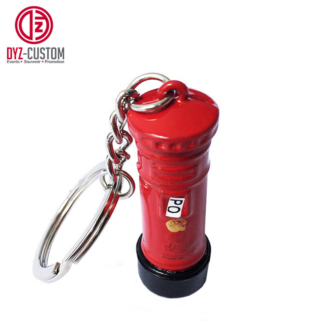 London Souvenir 3D Mini Post Box Metal Coin Holder Keychain Keyring