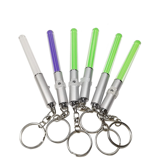 Promotion Gift Acrylic LED Lightsaber Keychain Colorful LED Flashing Stick Key Chain Light