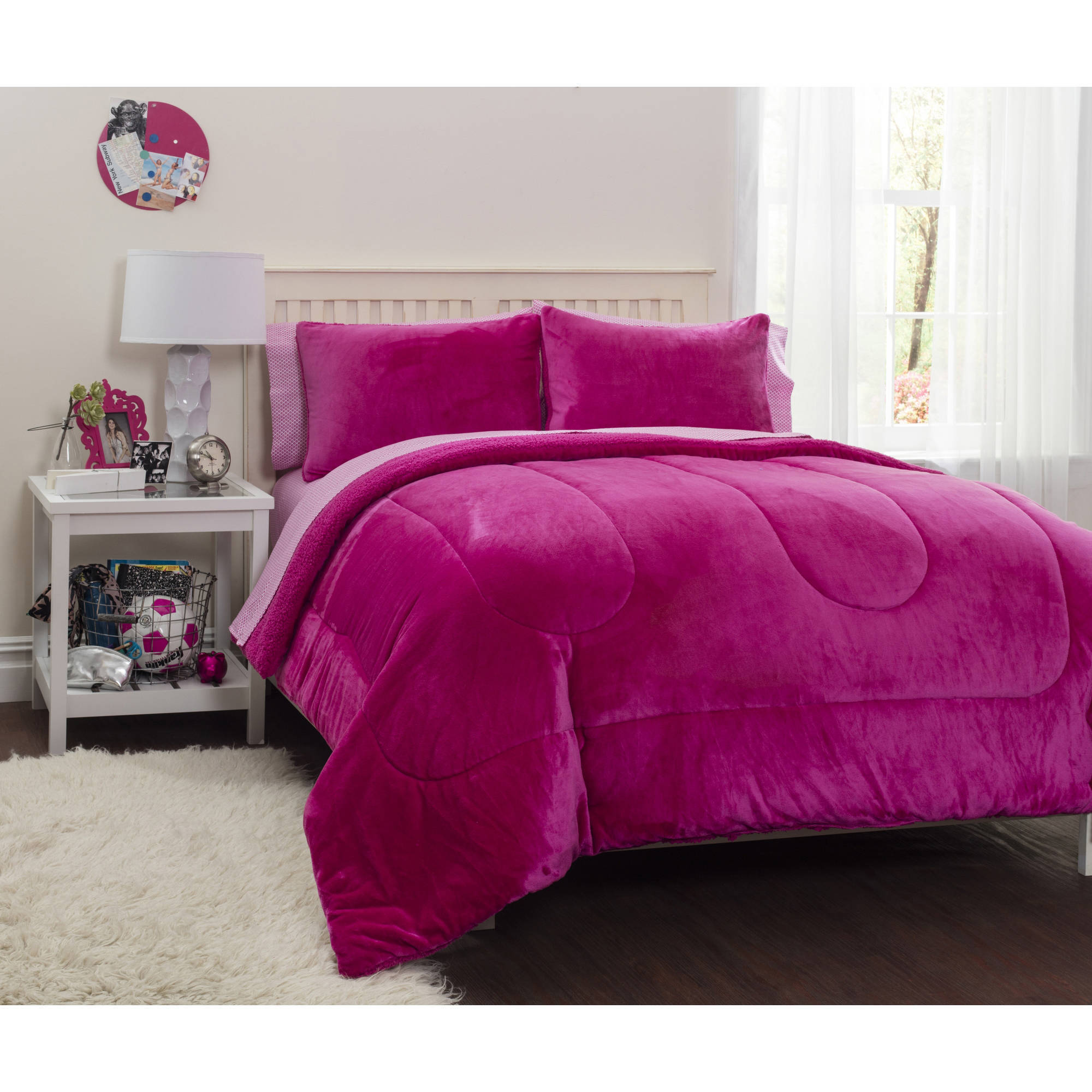 Violet Royal Plush& Sherpa Bedding Comforter Set, Home, Hotel, Drom Winter Bedding Essential