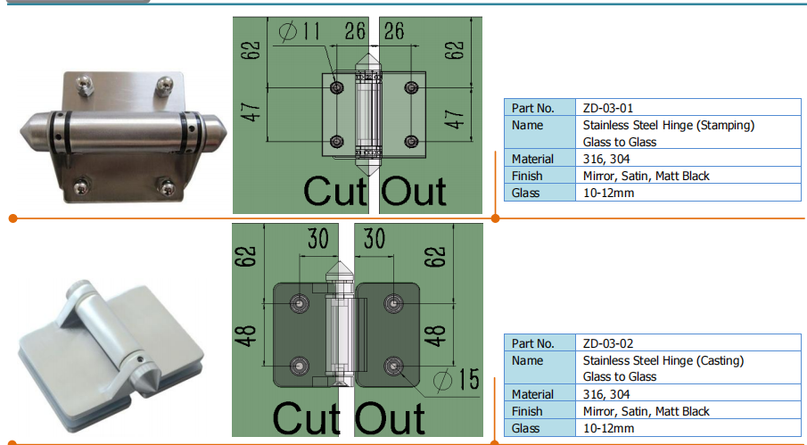 ZD Dongying Building Glass To Glass Swimming Pool Door Latch