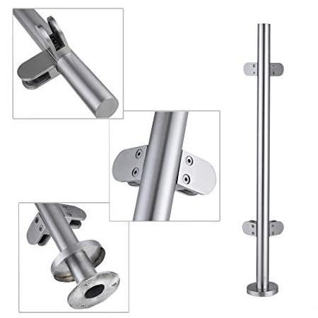 Round Square Balustrades Handrail Balcony Stainless Steel Post Glass Railing