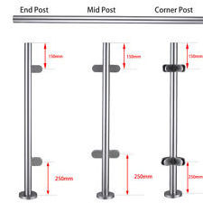 Round Square Balustrades Handrail Balcony Stainless Steel Post Glass Railing