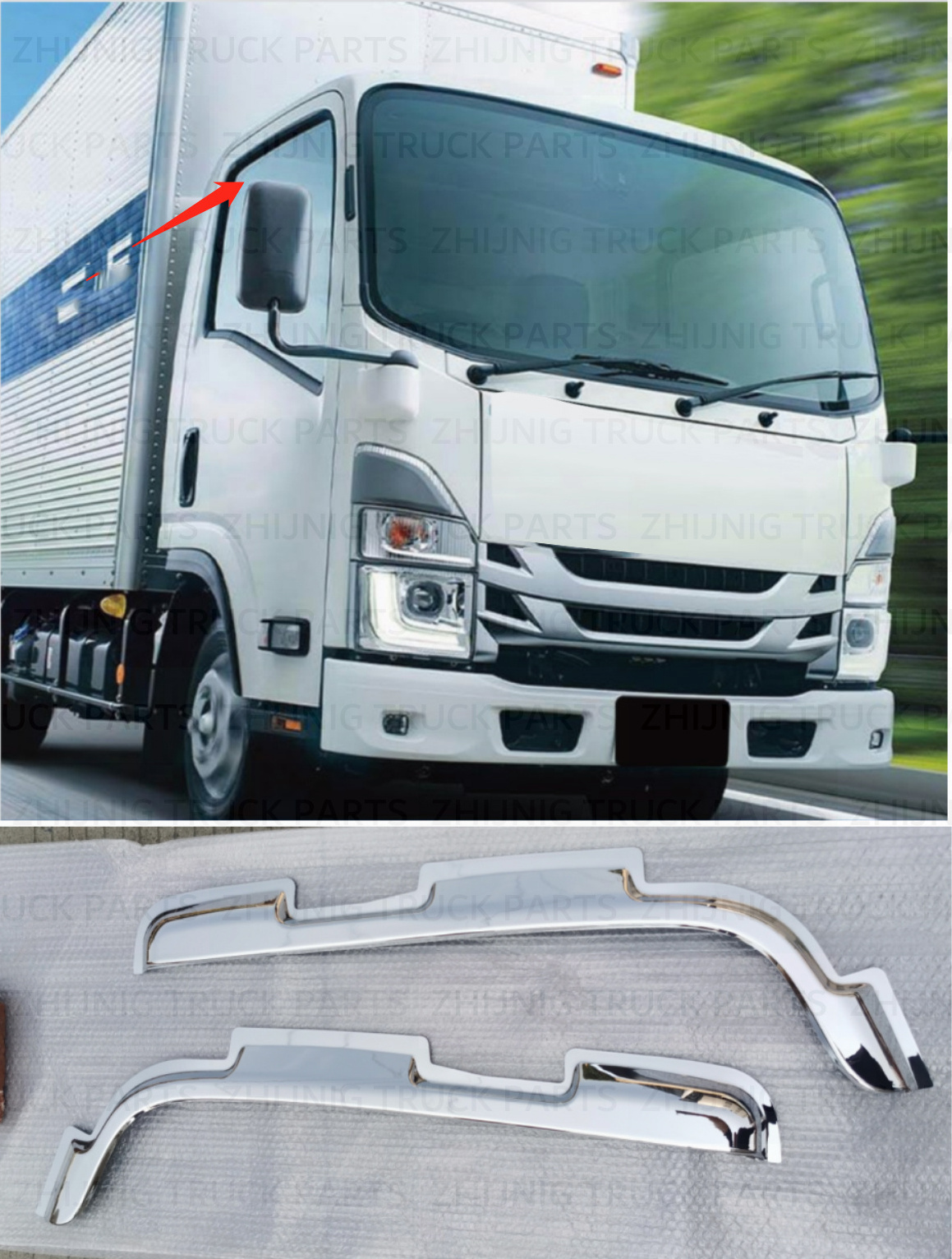 Chrome Sun Visor For Elf Npr 700p Japanese  Truck Body Spare Parts