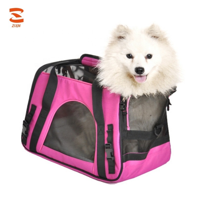 Portable Pet Car Booster Seat Folding Dog Sling Carrier Puppy Travel Bag for Cars with Safety Leash