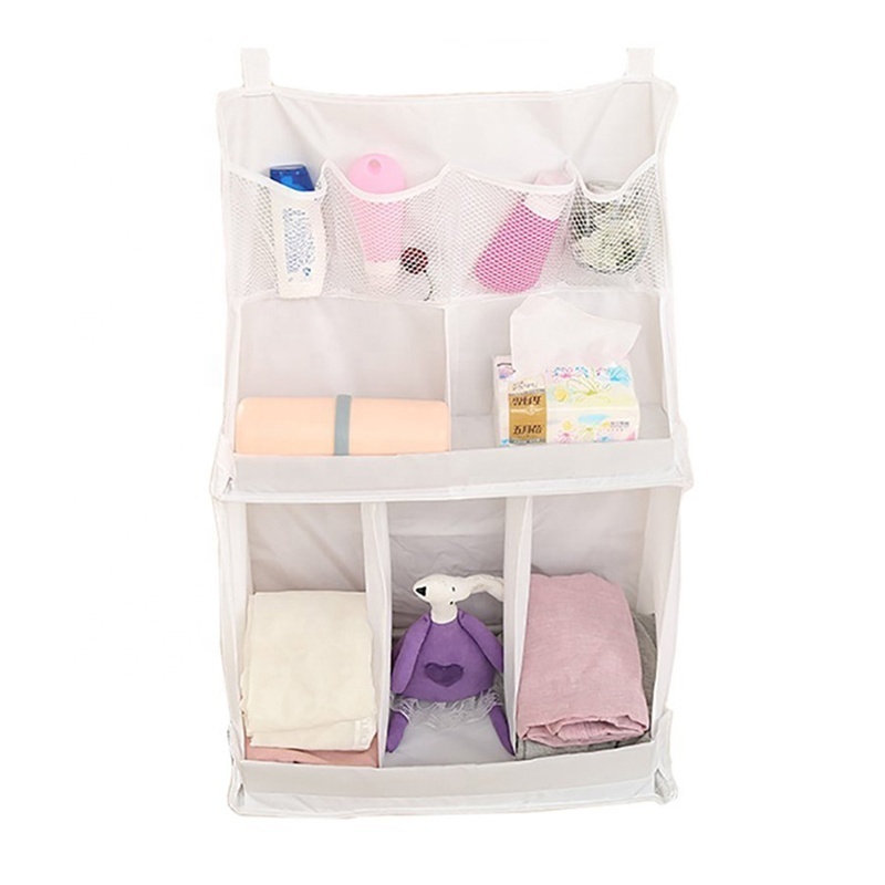 Nursery Storage Organiser Baby Crib Cot Bed Hanging Bag Diaper Organizer with Large Pockets Baby Changing Table