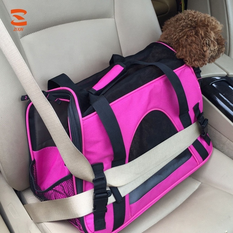 Portable Pet Car Booster Seat Folding Dog Sling Carrier Puppy Travel Bag for Cars with Safety Leash