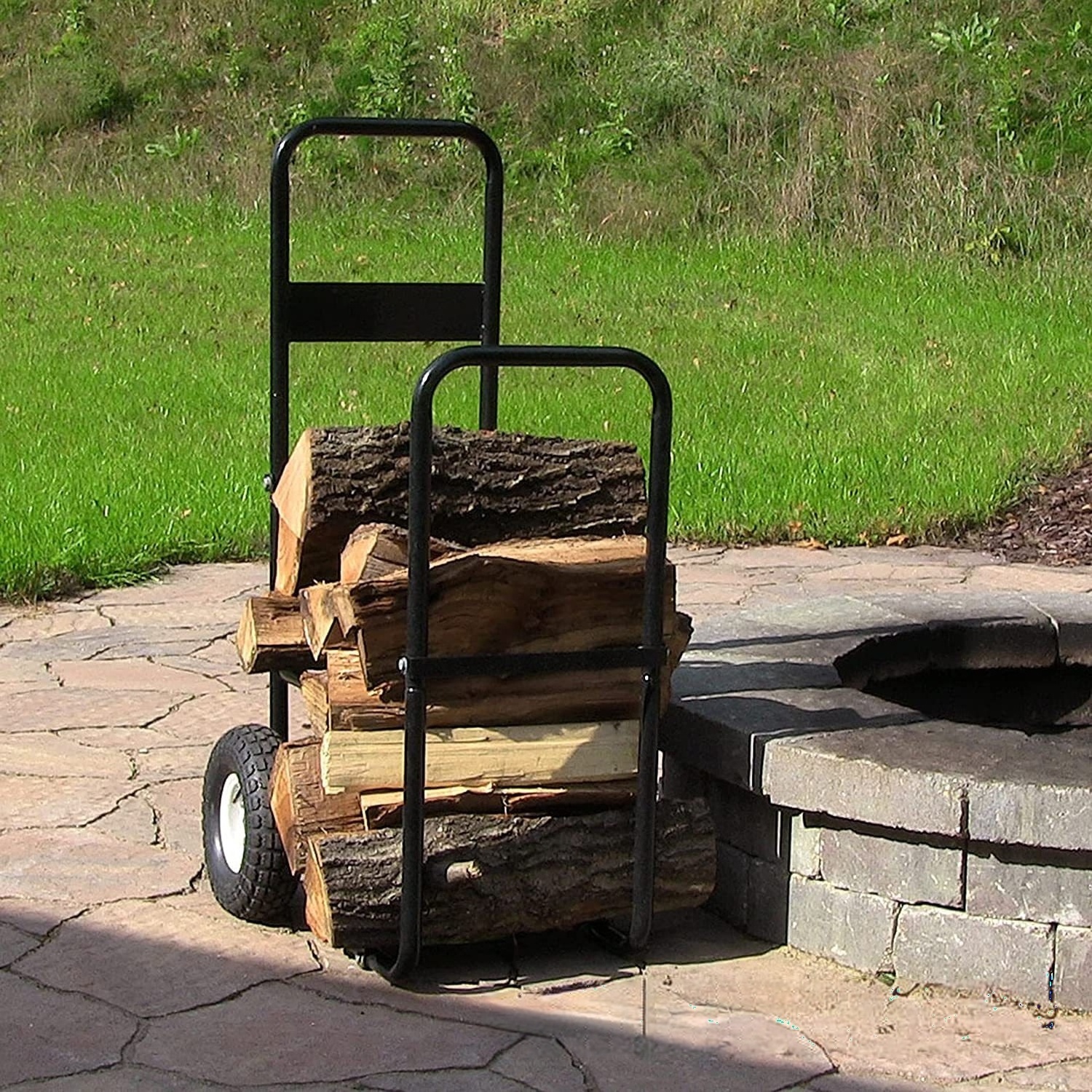 Manufacturer Custom Outdoor Firewood Rack Cart Holder Adjustable Fire Log Stacker Stand For Fireplace Wood Storage