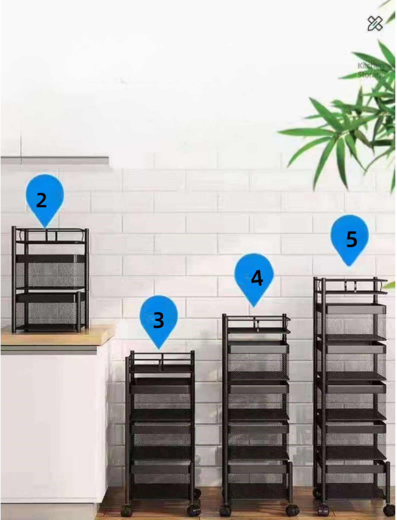 Hot Selling 5 Layers Kitchen Storage Racks Carbon Steel Rotation Vegetable Storage Shelves Household items Storage Shelf