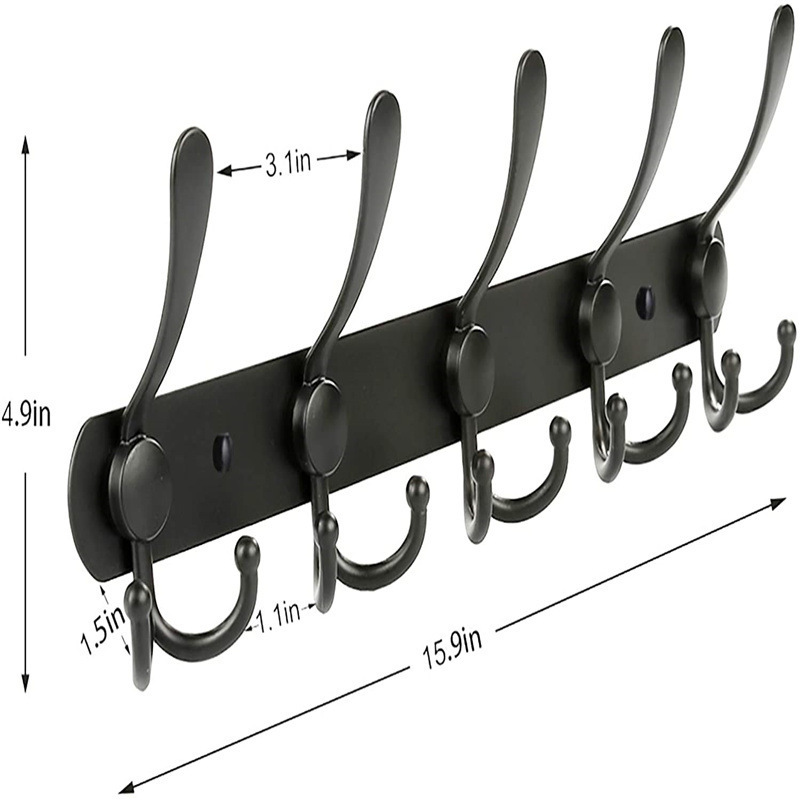 Coat Rack Wall Mounted with 5 Coat Hooks For Hanging Heavy Duty Stainless Steel Towel Rack Brushed Finish Waterproof