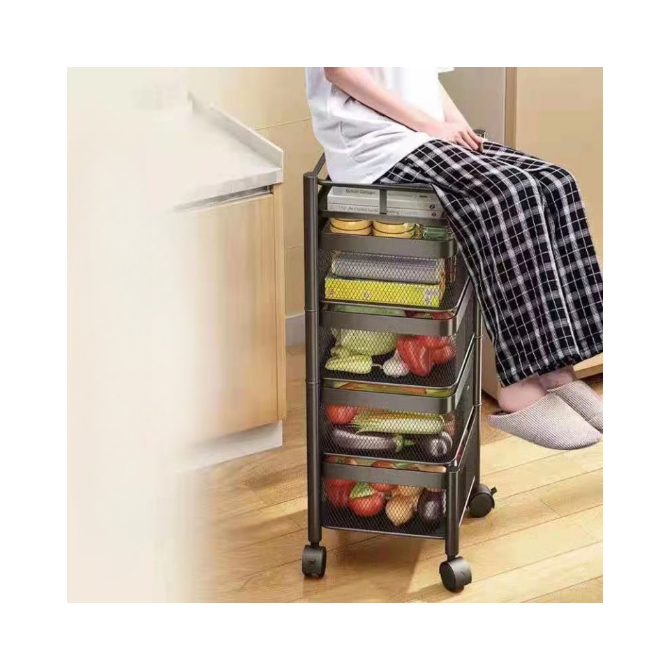 Hot Selling 5 Layers Kitchen Storage Racks Carbon Steel Rotation Vegetable Storage Shelves Household items Storage Shelf