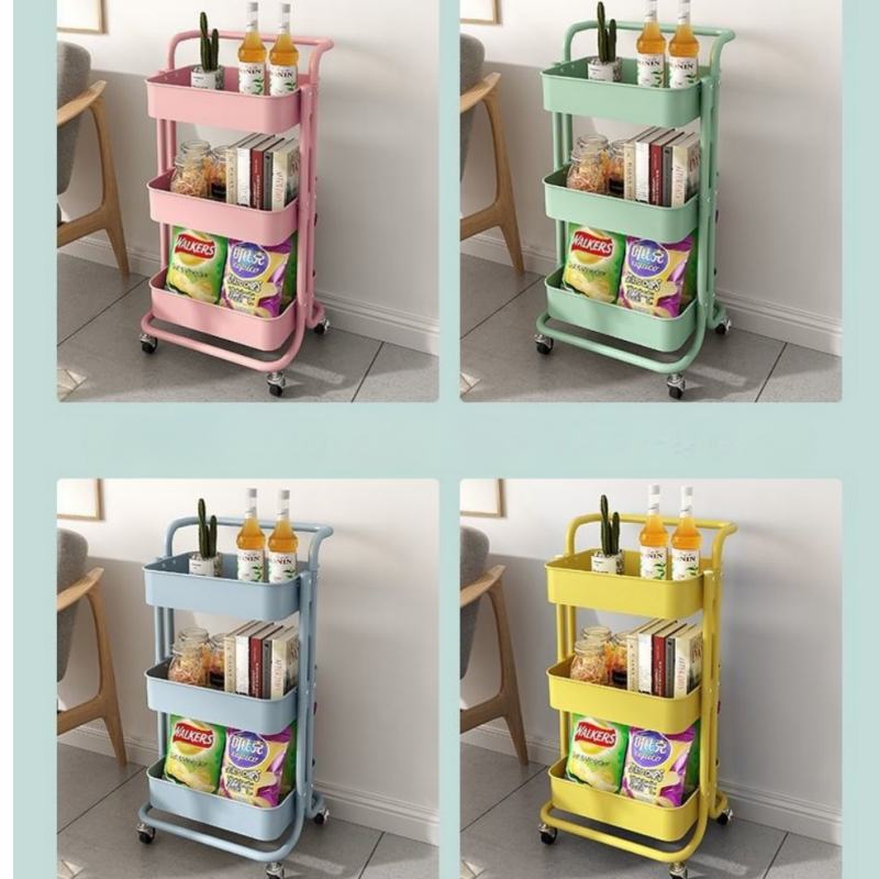 3 Tier Cart Metal Rolling Utility Cart Trolley Storage Organizer With Wheels Kitchen Bedroom Office Indoor