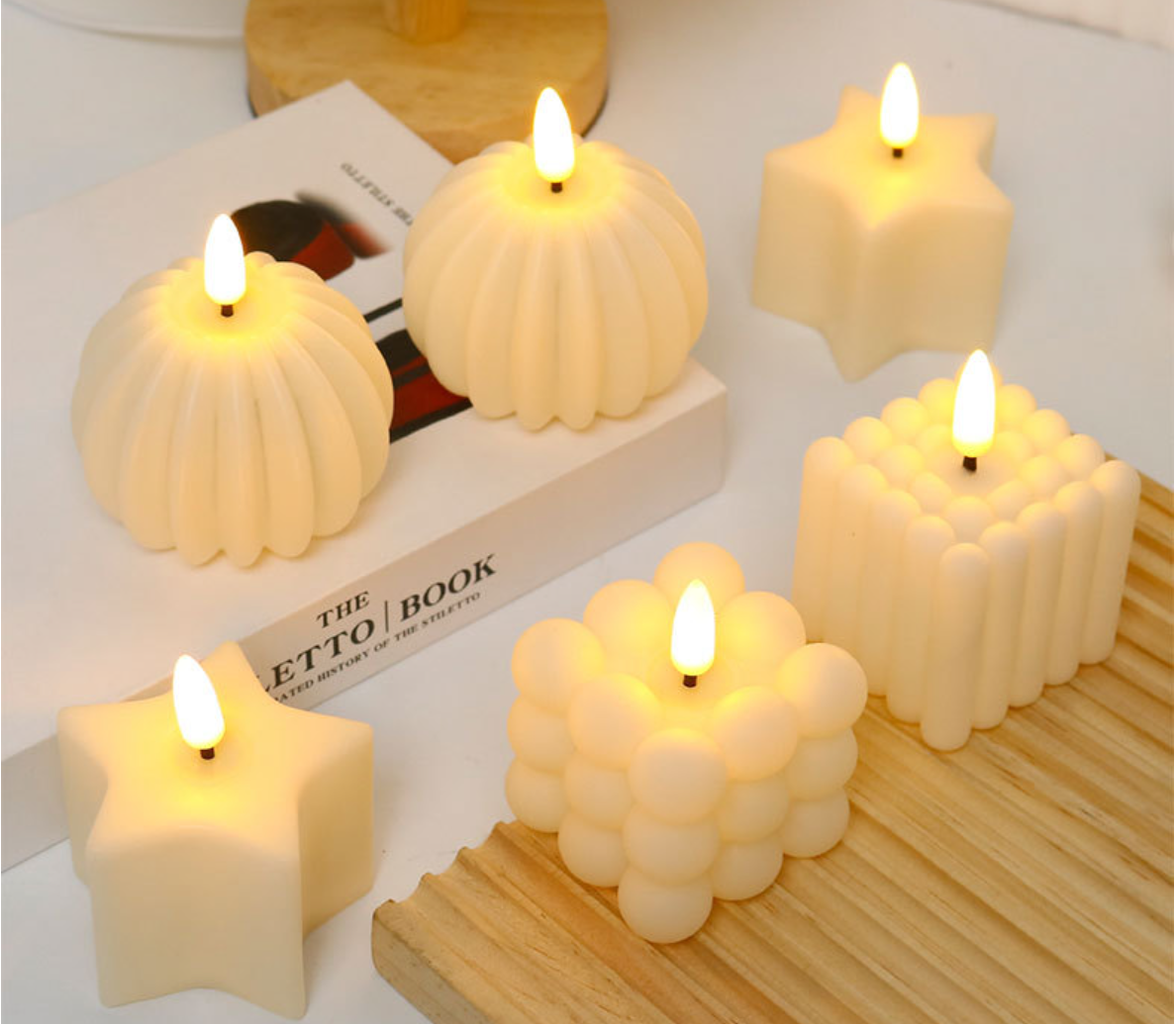 Magic Ball Carved Candle Silicone Mold Bubble White Large Cube Candle Set Shape Scented Bubble Candle For Decoration