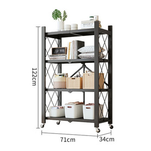 Movable Garage Wire Shelving Units Foldable Storage Shelves Black Kitchen  Rack  No Assemble Required