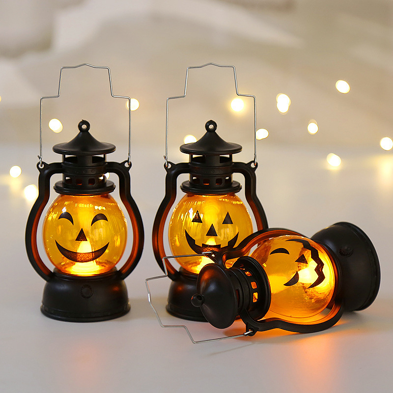 Halloween Pumpkin Lamp Mini Candle Lantern Fall Decor with Hanging Loop Pumpkin Lantern Led Night Light Battery Operated