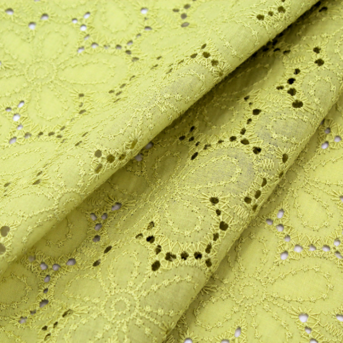 Embroidered Eyelet Lace 100% Cotton Quilting Fabric for Patchwork Needlework DIY Handmade Sewing Crafting Decor