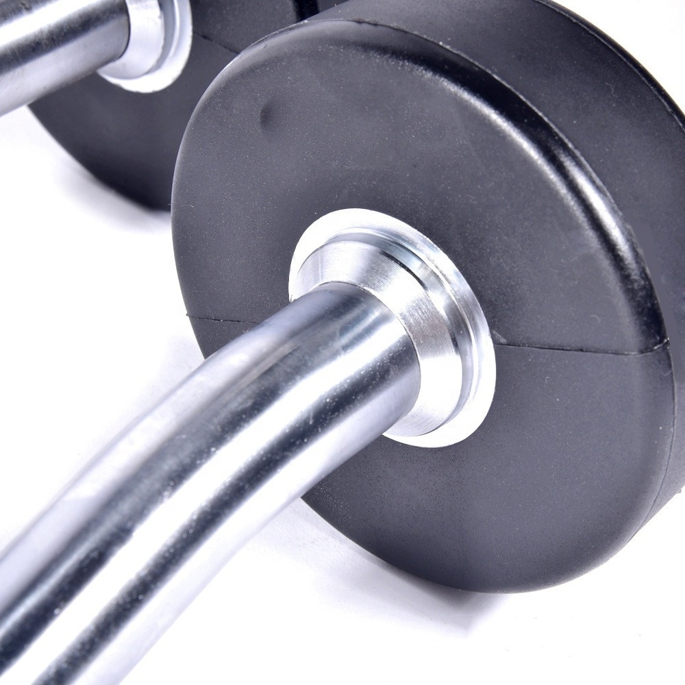 Hot sale high quality Weight lifting PU Fixed Straight Rubber Barbell