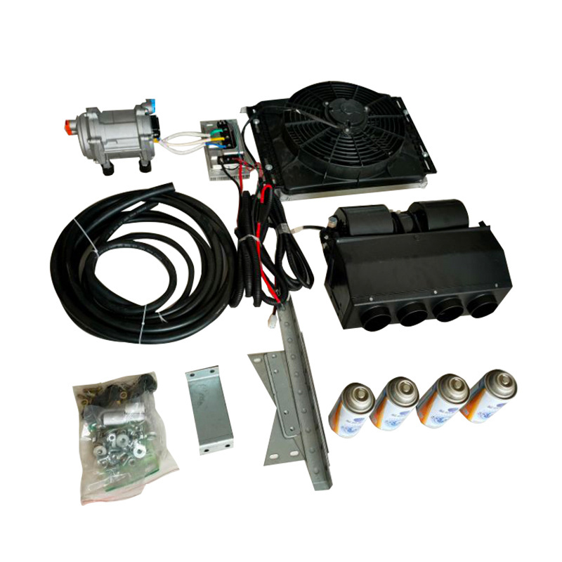 Universal 12V A/C electric air conditioner compressor under dash ac evaporator car air conditioning kit for old car