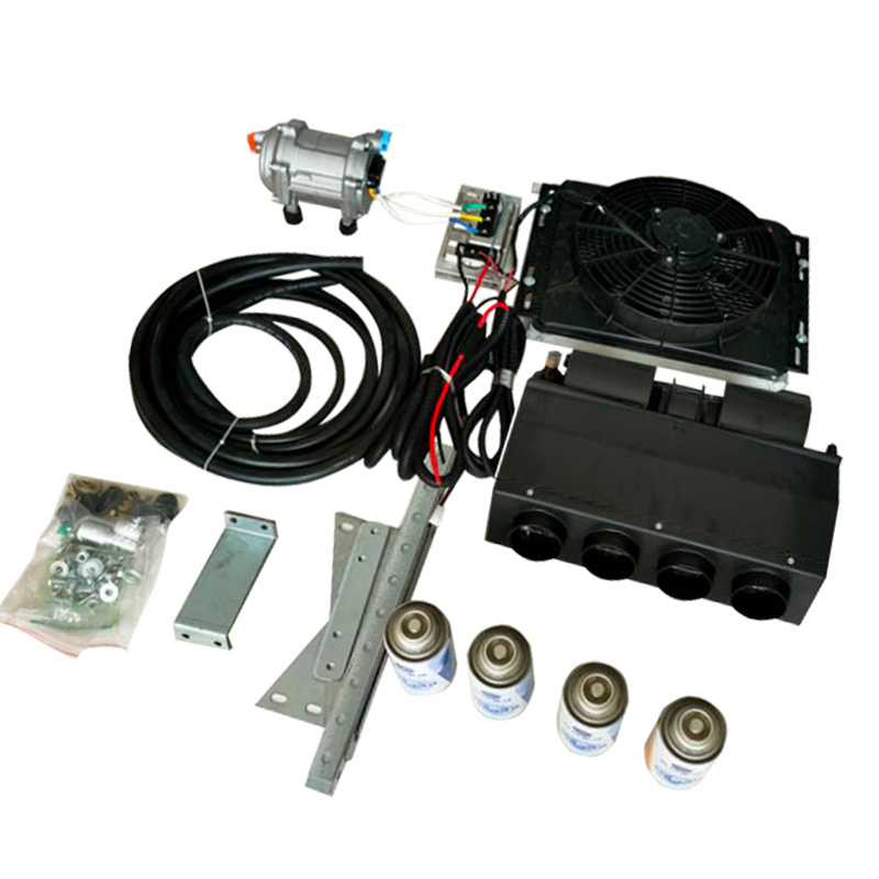 Universal 12V A/C electric air conditioner compressor under dash ac evaporator car air conditioning kit for old car