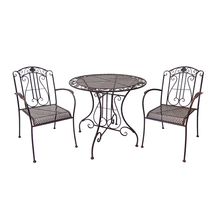 Metal Bistro Set Outdoor Conversation 3 Piece Rustic Dining Set For Patio Yard Garden Patio Table