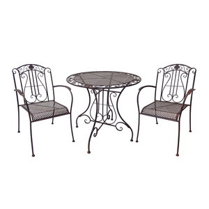 Metal Bistro Set Outdoor Conversation 3 Piece Rustic Dining Set For Patio Yard Garden Patio Table