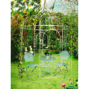 Modern Wrought Iron Metal Flower Arch In Luxury Garden Rustic Brown Metal Outdoor Gazebo