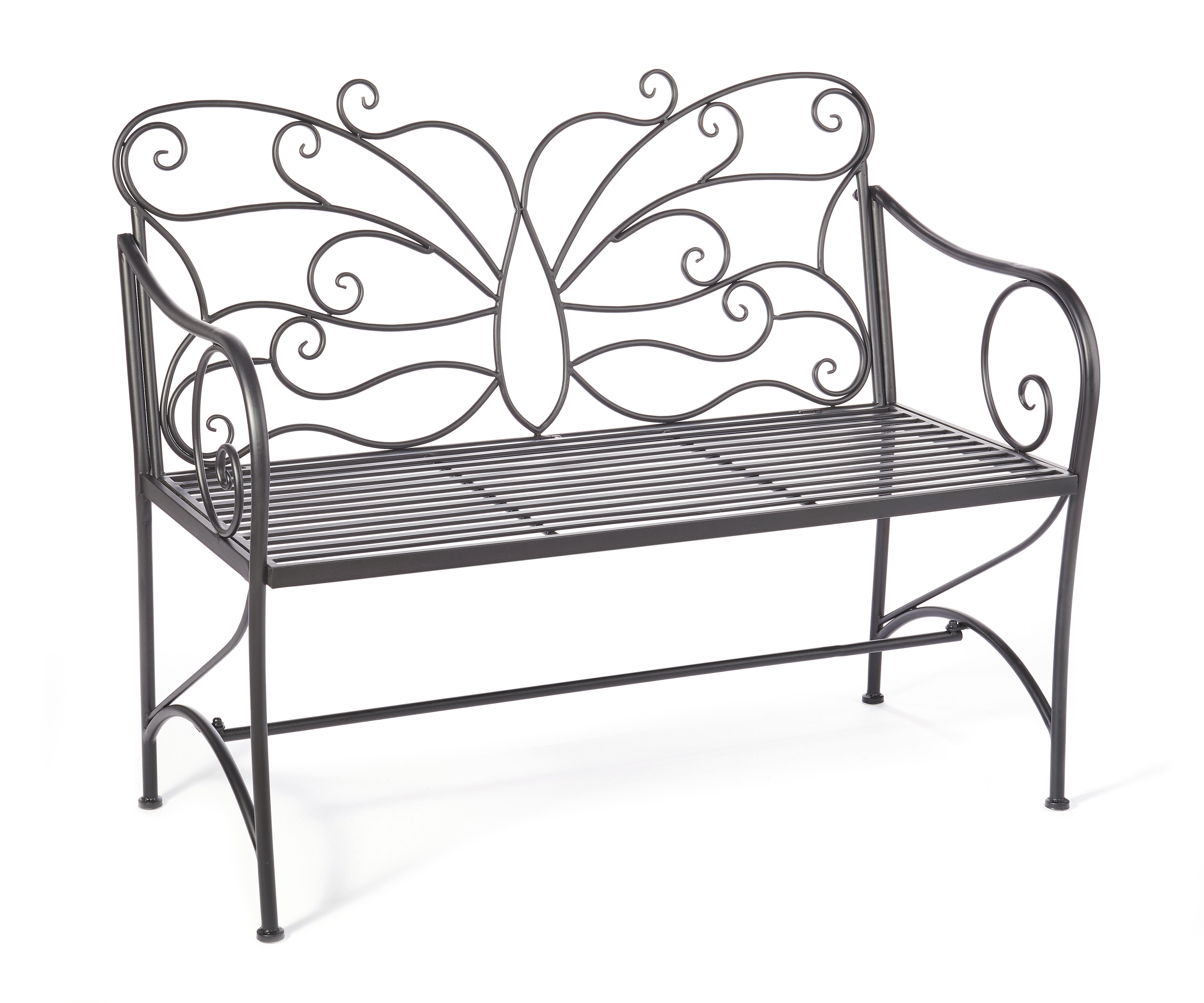 Metal Frame Butterfly Design Portable Garden Outdoor Porch Bench