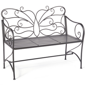 Metal Frame Butterfly Design Portable Garden Outdoor Porch Bench