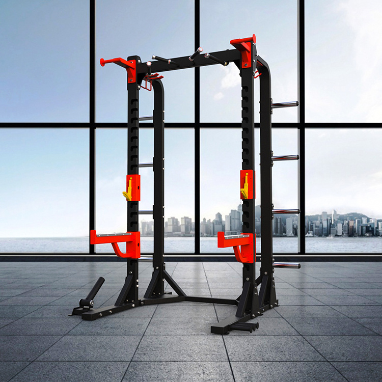 2021 Hot Selling New Home Body Building Half Power squat rack with pull up bar Power Cage folding squat rack wall mounted