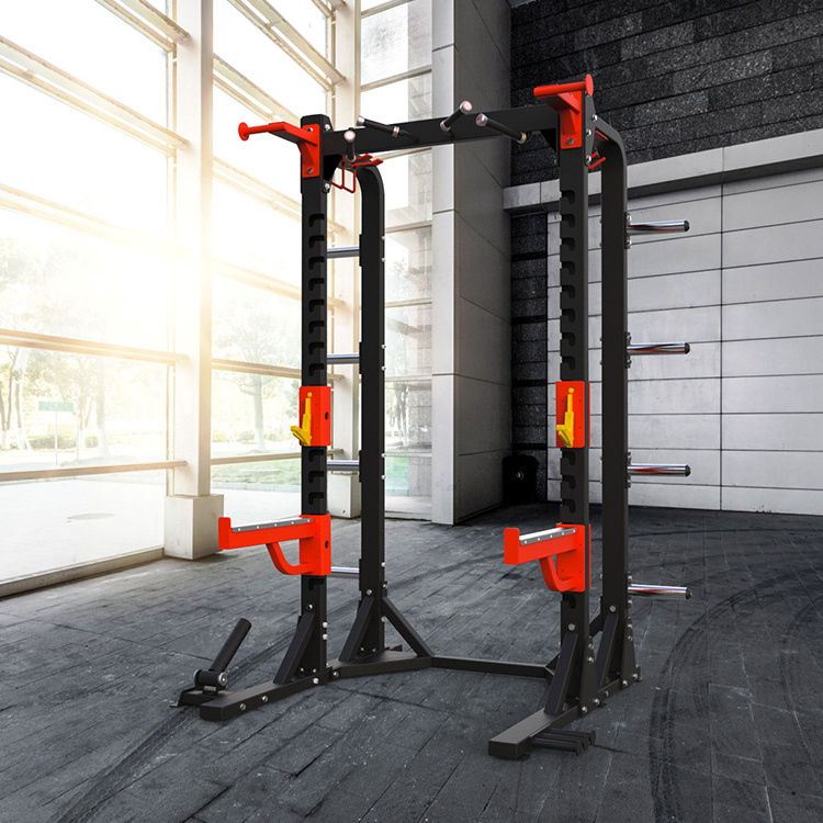 2021 Hot Selling New Home Body Building Half Power squat rack with pull up bar Power Cage folding squat rack wall mounted