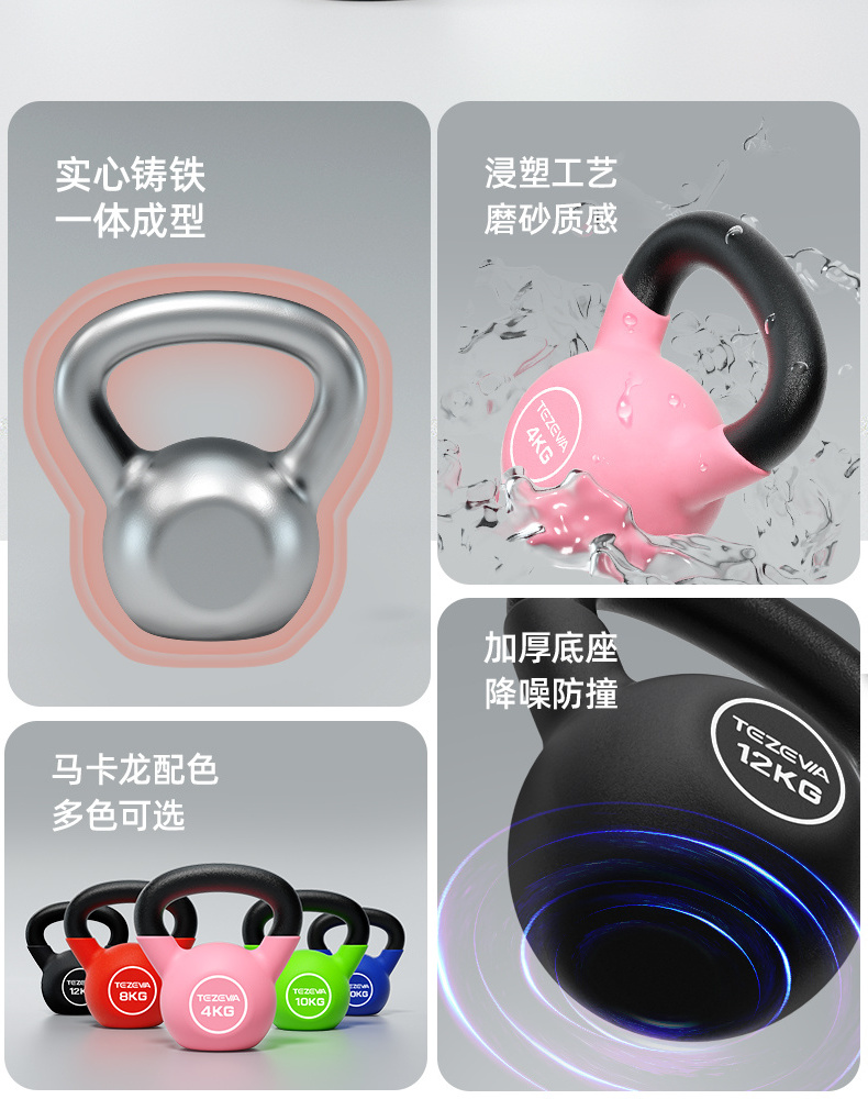 Coated Kettlebell for Strength Weight Training Available in 2kg 4kg 6kg 8kg 10kg 12kg 14kg 16kg 20kg