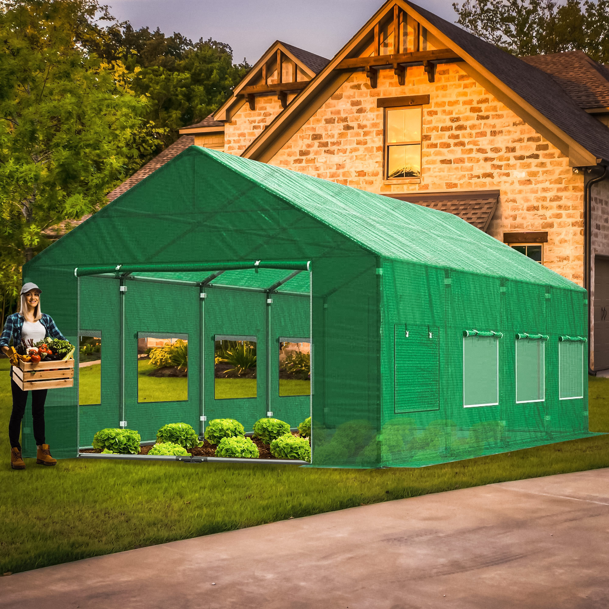 Des Champs Tunnel Greenhouse PRO 8*3*2.87 (m) Portable Greenhouses 2 Sliding Doors Good Price