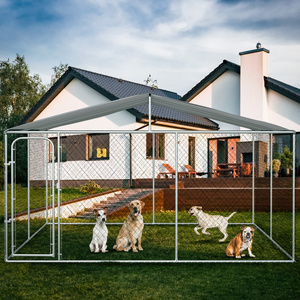 Des Champs Dog Kennel Outdoor Heavy Duty Playpen with Galvanized Steel Secure Lock Mesh Sidewalls and Waterproof Cover DG40