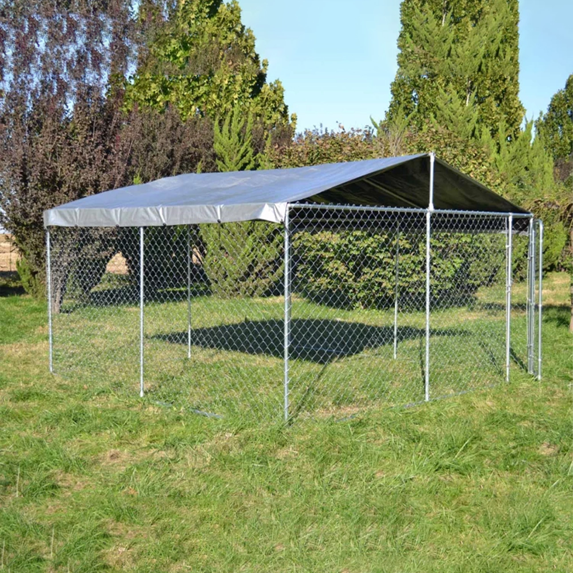 Des Champs Dog Kennel Outdoor Heavy Duty Playpen with Galvanized Steel Secure Lock Mesh Sidewalls and Waterproof Cover DG40