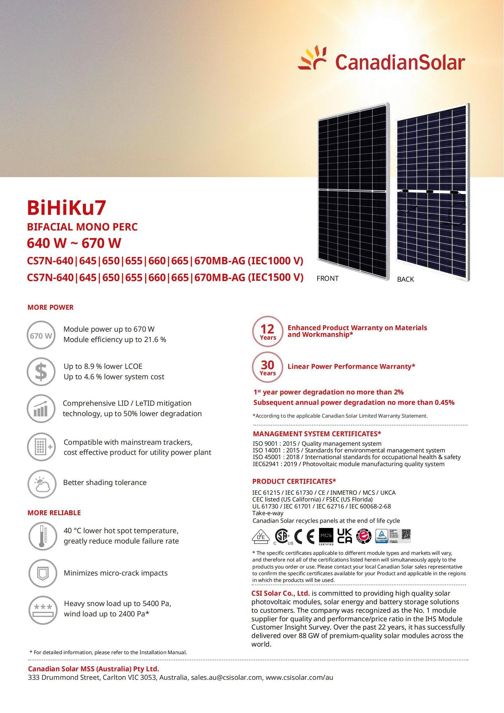 Tier 1 Canadiansolar half cell 640W 650W 655W 660W 665W bifacial solar panels 670W for big project