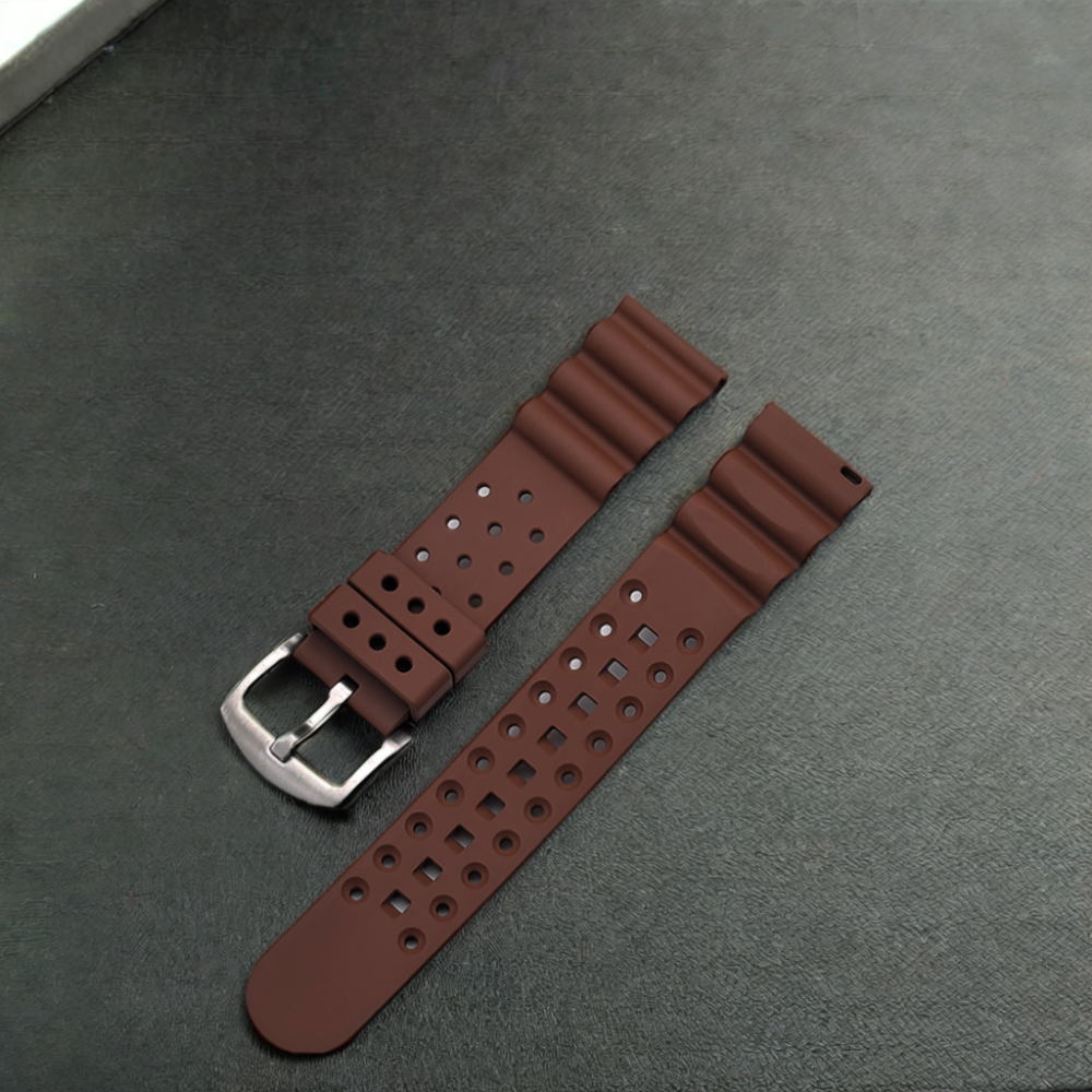 OEM new 2024 popular fluorine rubber FKM breathable anti-corrosion watch strap 19MM 20MM 21MM